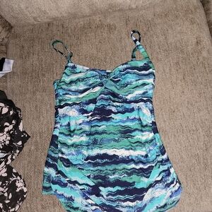 Merona Blue and Green Wave Pattern Camisole